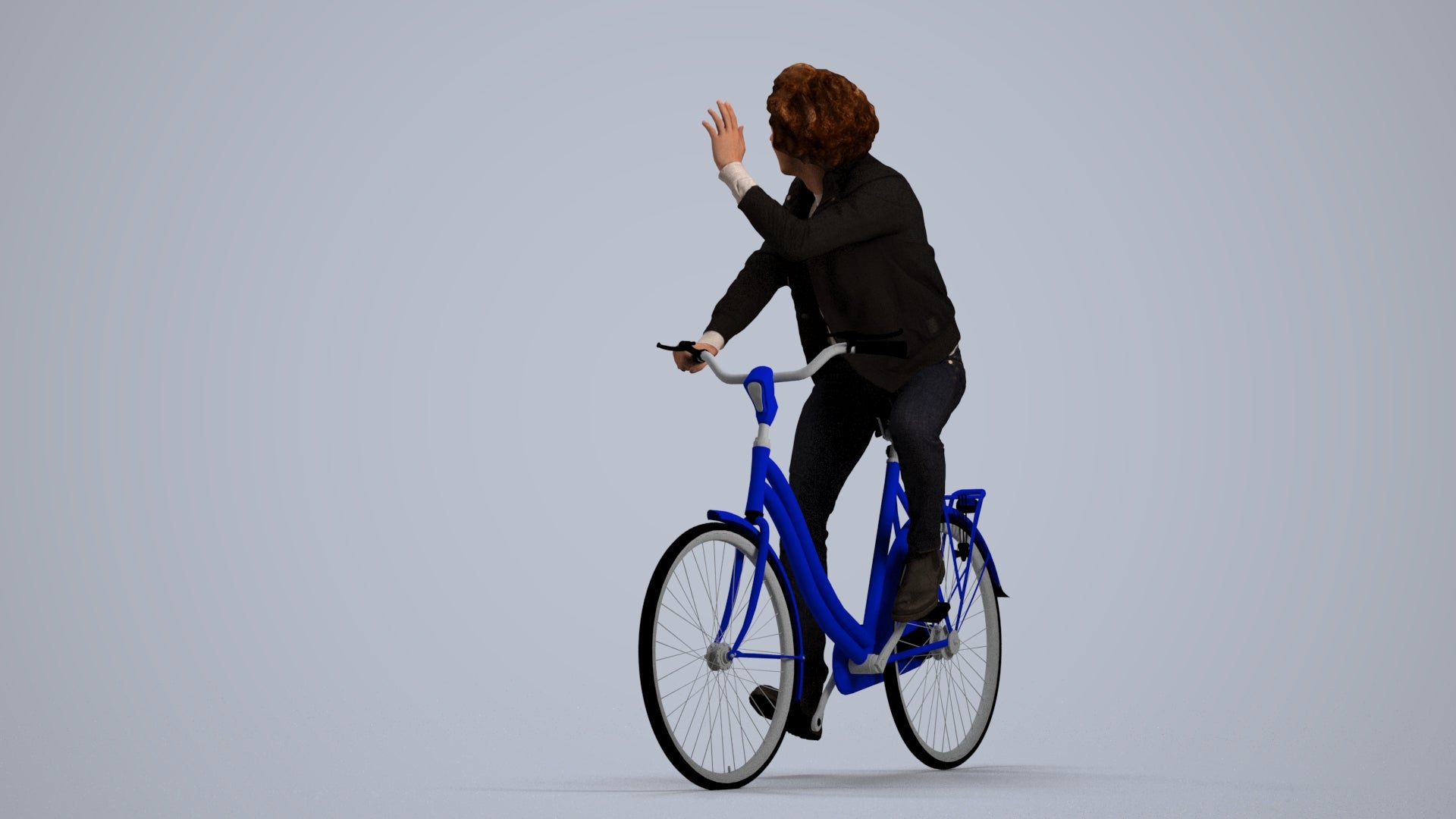 3D people model man casual cycling, scanned human for 3ds Max rendering, front view render