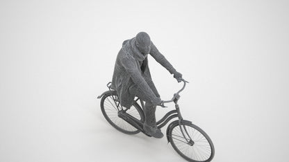 3D human model man casual sitting, photogrammetry scanned person for archviz, wireframe three-quarter view