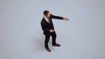 realistic 3D human man business shopping, archviz people FBX OBJ for Blender, back view render