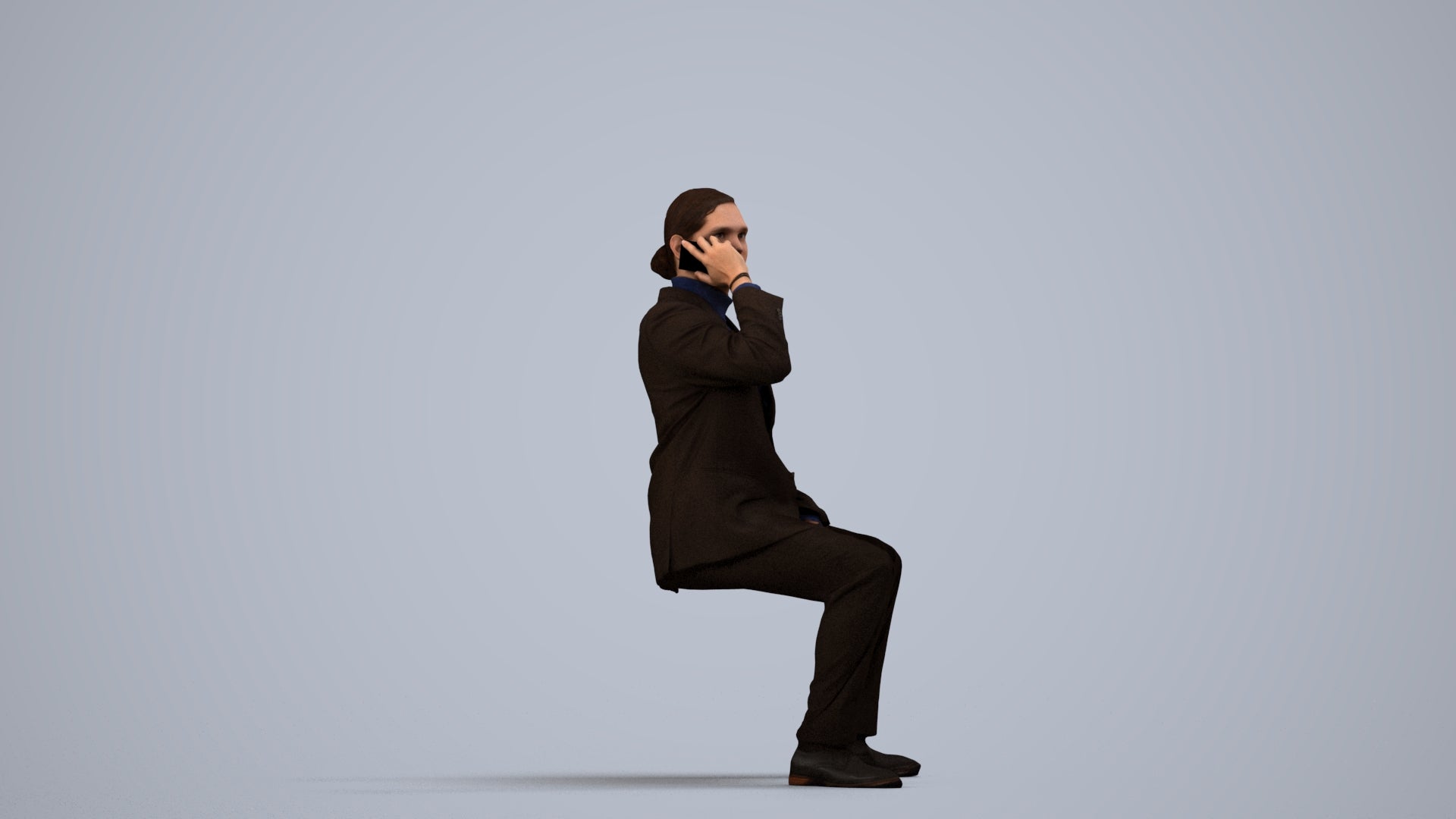 3D scanned man business, photorealistic archviz people for Enscape and SketchUp, side view render