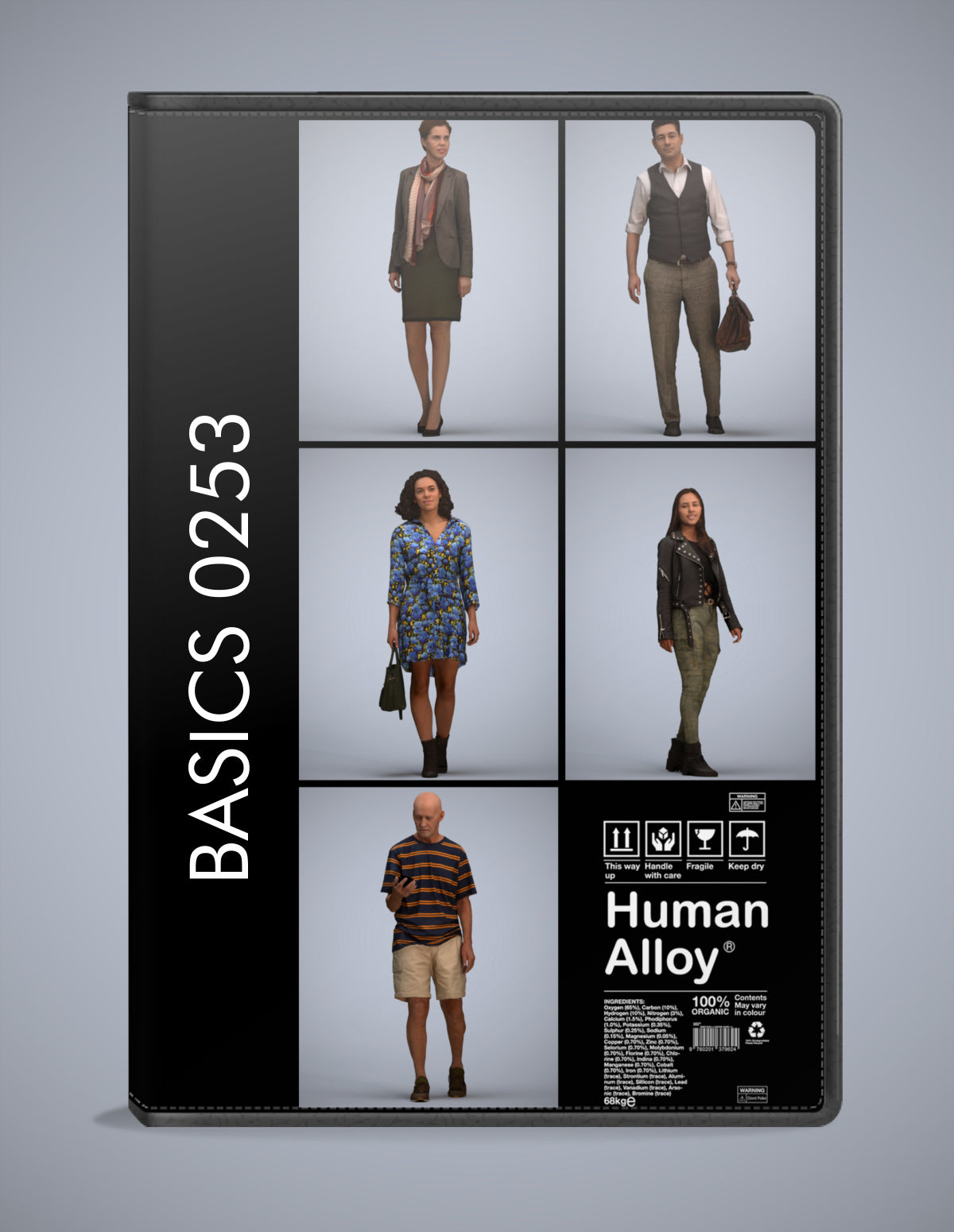 3D human models walking bundle, 5 photogrammetry scanned people for archviz