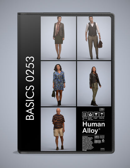 3D human models walking bundle, 5 photogrammetry scanned people for archviz