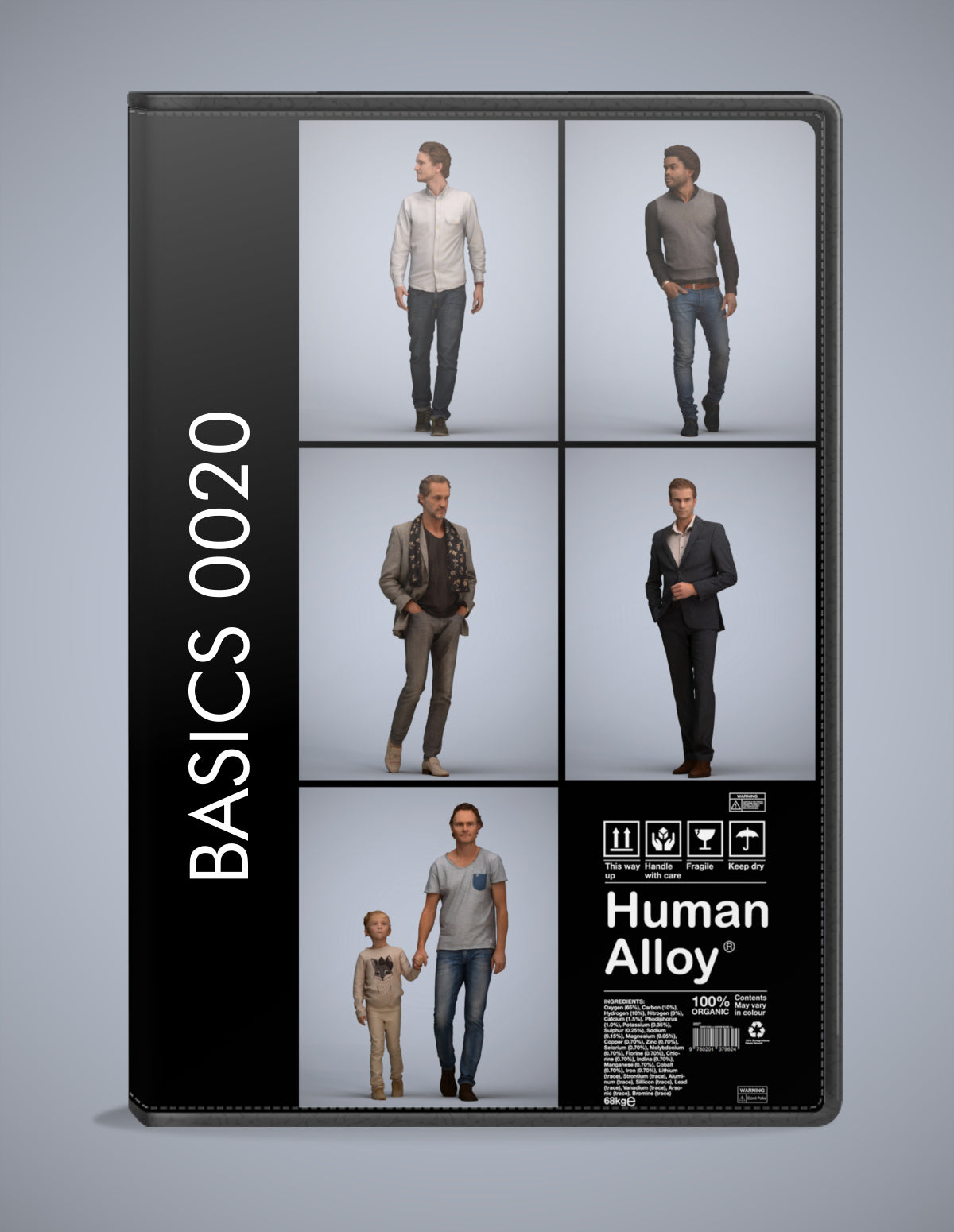 3D human models standing bundle, 5 photogrammetry scanned people for archviz