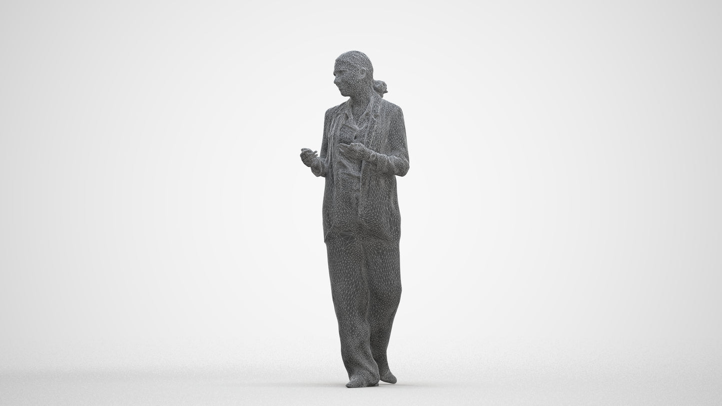 3D people model woman business walking, scanned human for 3ds Max rendering, three-quarter front view render