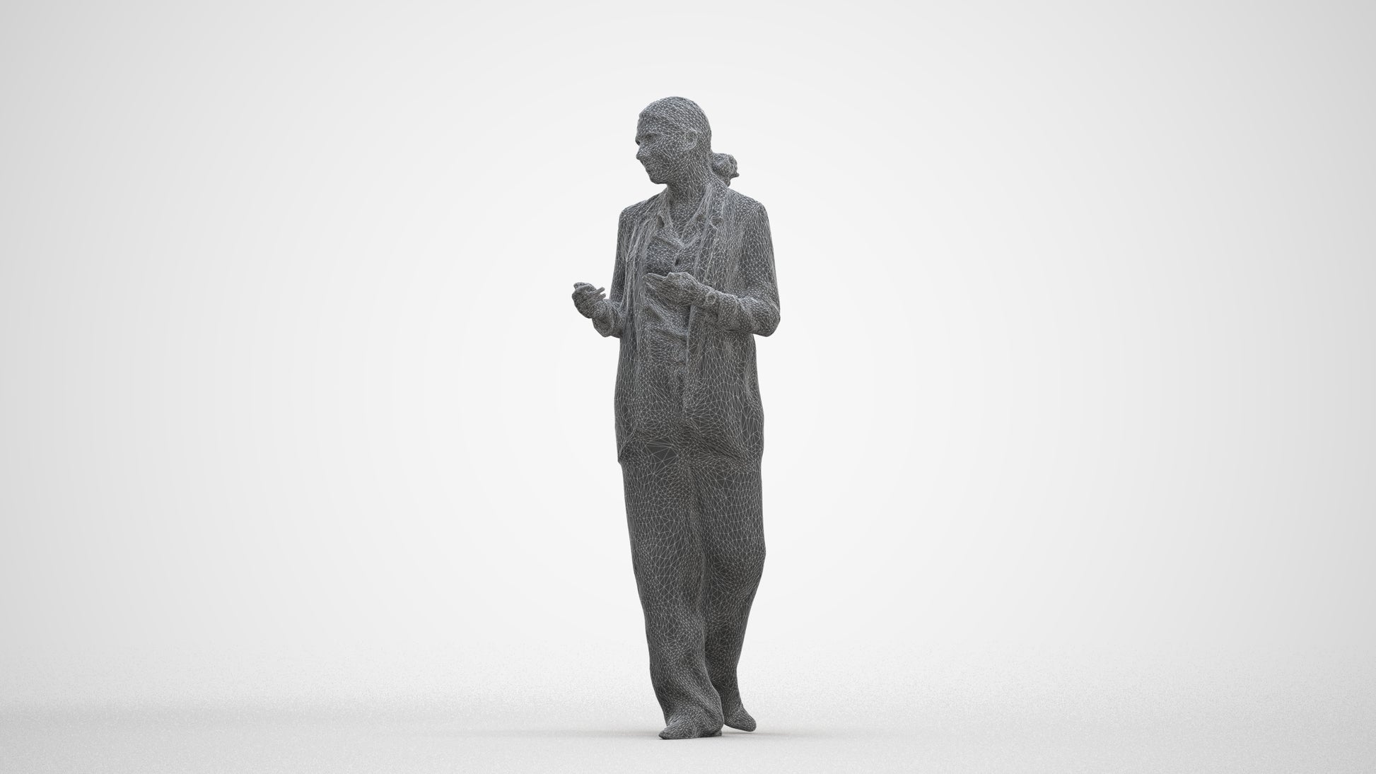 3D people model woman business walking, scanned human for 3ds Max rendering, three-quarter front view render