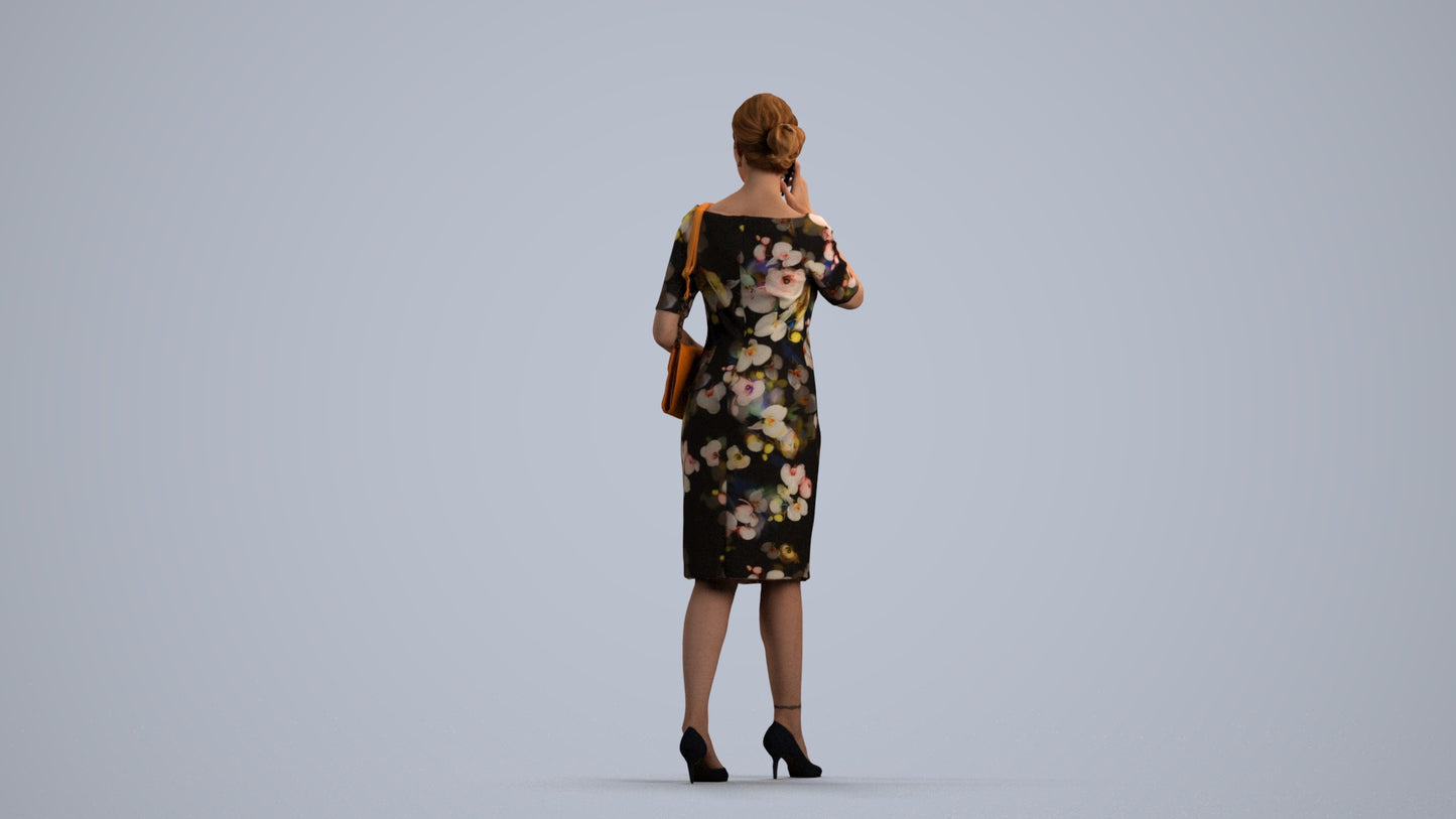 photogrammetry 3D woman casual standing, realistic human model archviz FBX, front view render