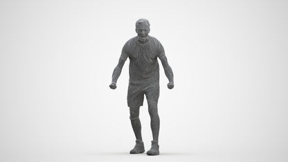 3D human model man sport, photogrammetry scanned person for archviz, three-quarter front view render