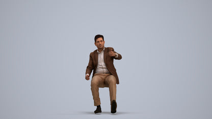 realistic 3D human man business driving, archviz people FBX OBJ for Blender, standing pose render