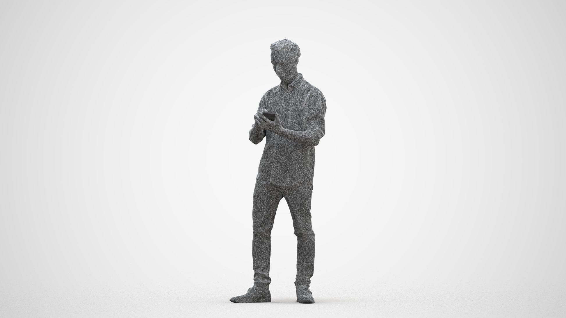 scanned 3D man casual standing, photogrammetry people for Enscape and V-Ray, three-quarter front view render