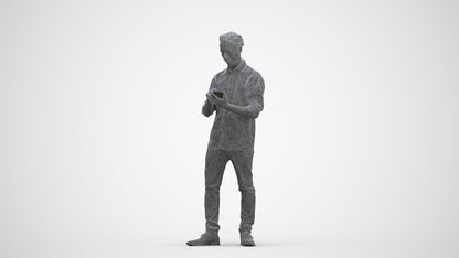 scanned 3D man casual standing, photogrammetry people for Enscape and V-Ray, three-quarter front view render