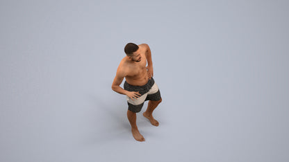 realistic 3D human man pool, archviz people FBX OBJ for Blender, back view render