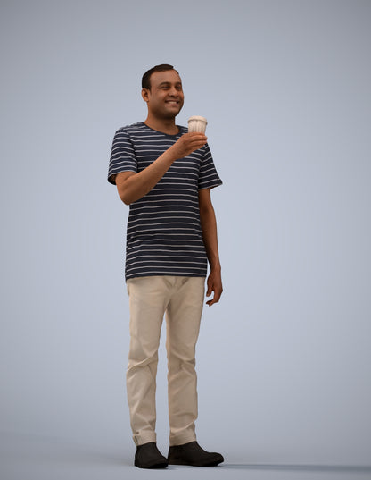 realistic 3D people man casual standing, render-ready for V-Ray and Corona, FBX OBJ