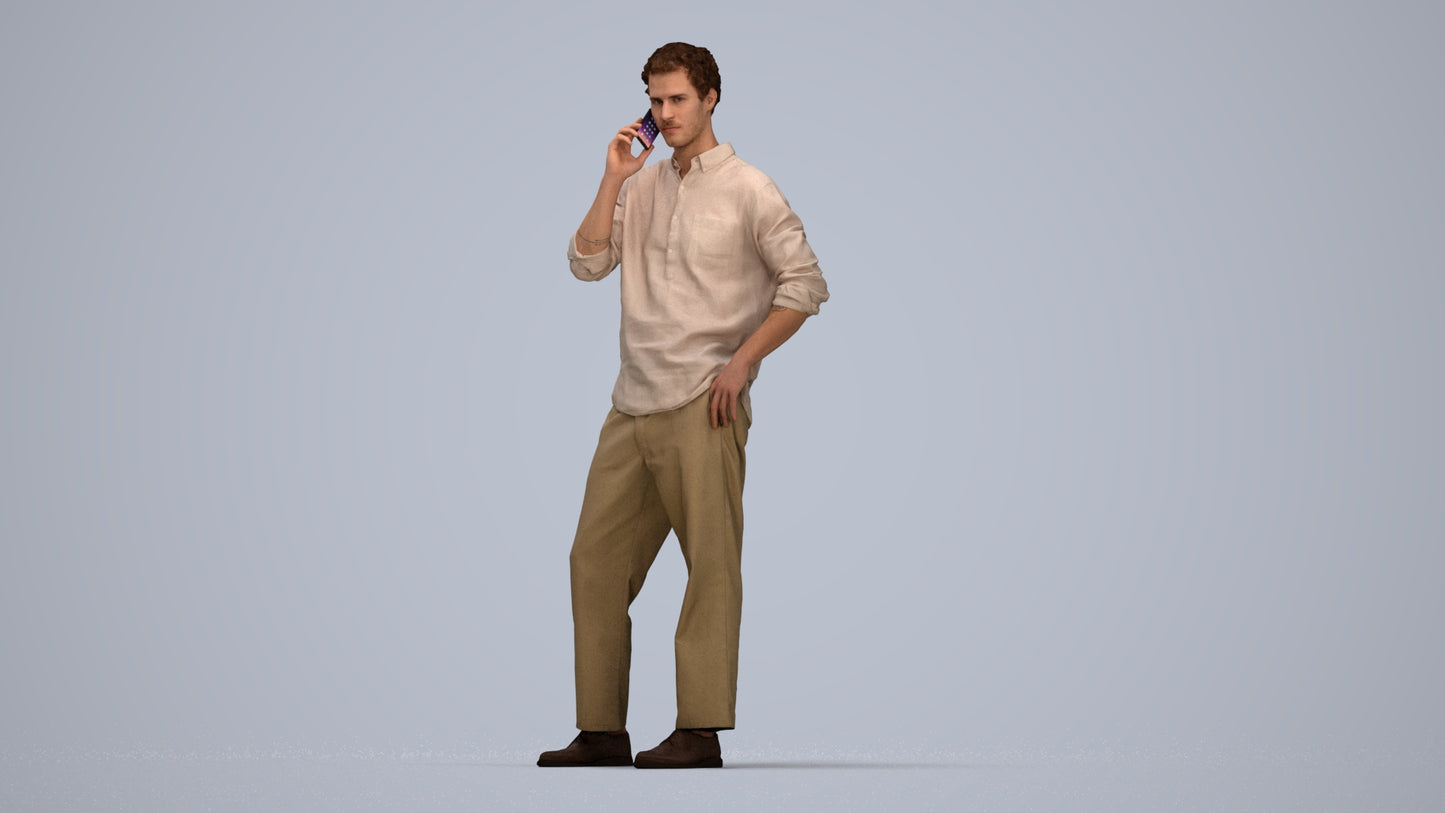 realistic 3D human man casual standing, archviz people FBX OBJ for Blender, top-down view render