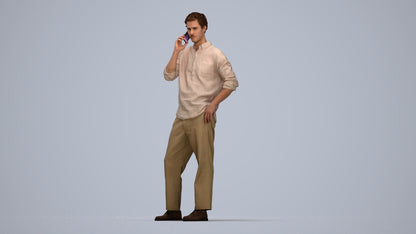 realistic 3D human man casual standing, archviz people FBX OBJ for Blender, top-down view render