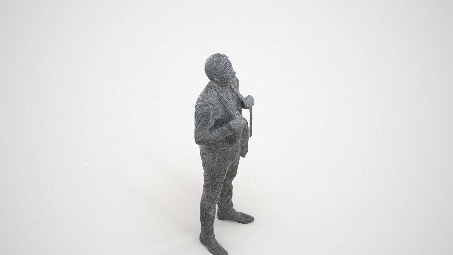 realistic 3D people man business mix, render-ready for V-Ray and Corona, FBX OBJ, wireframe three-quarter view