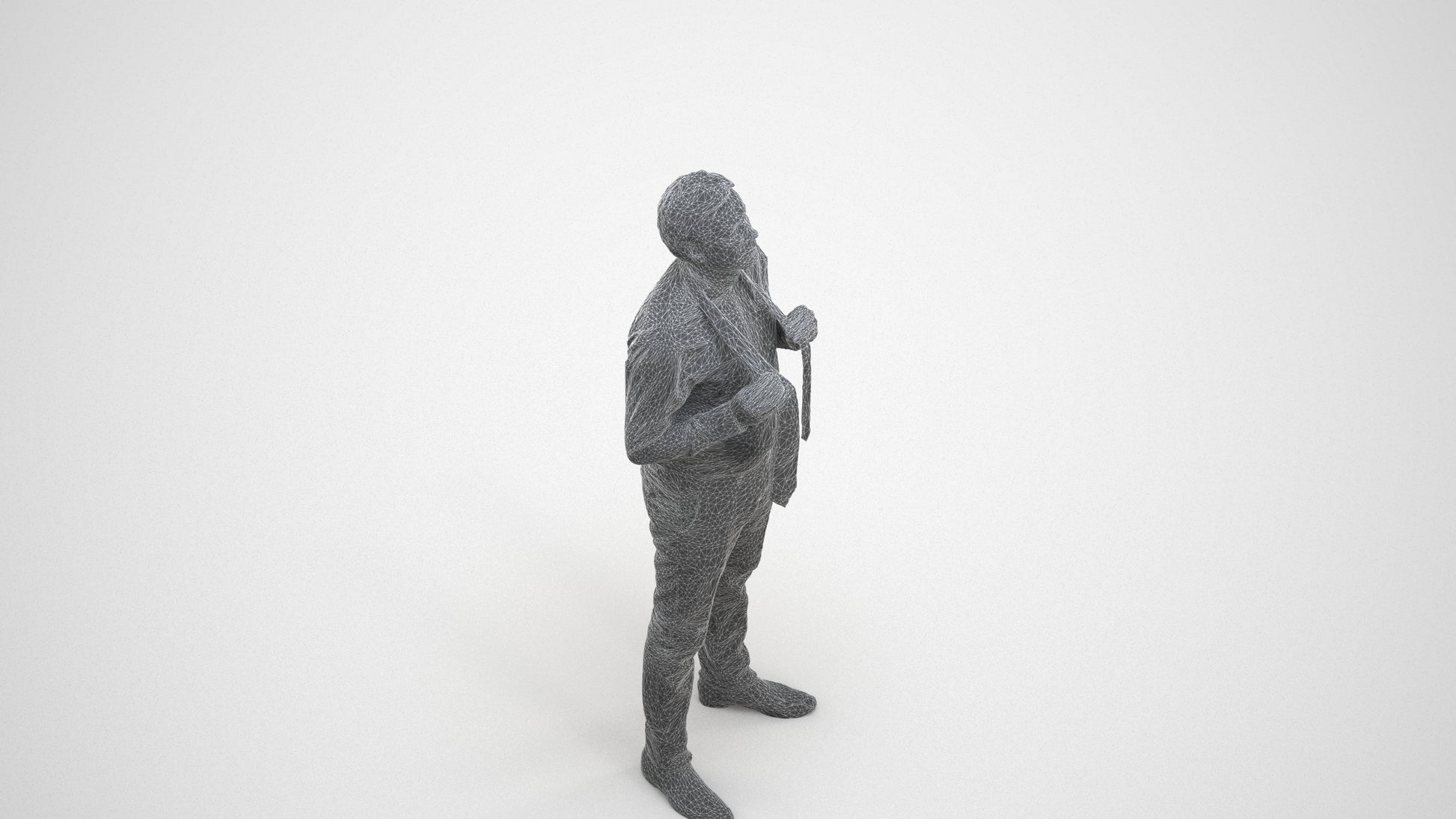 realistic 3D people man business mix, render-ready for V-Ray and Corona, FBX OBJ, wireframe three-quarter view