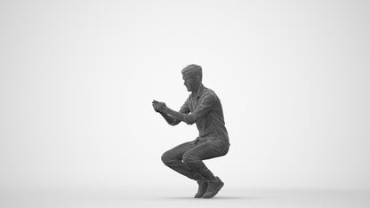 realistic 3D man casual sitting, scanned archviz people for Blender and 3ds Max, square thumbnail