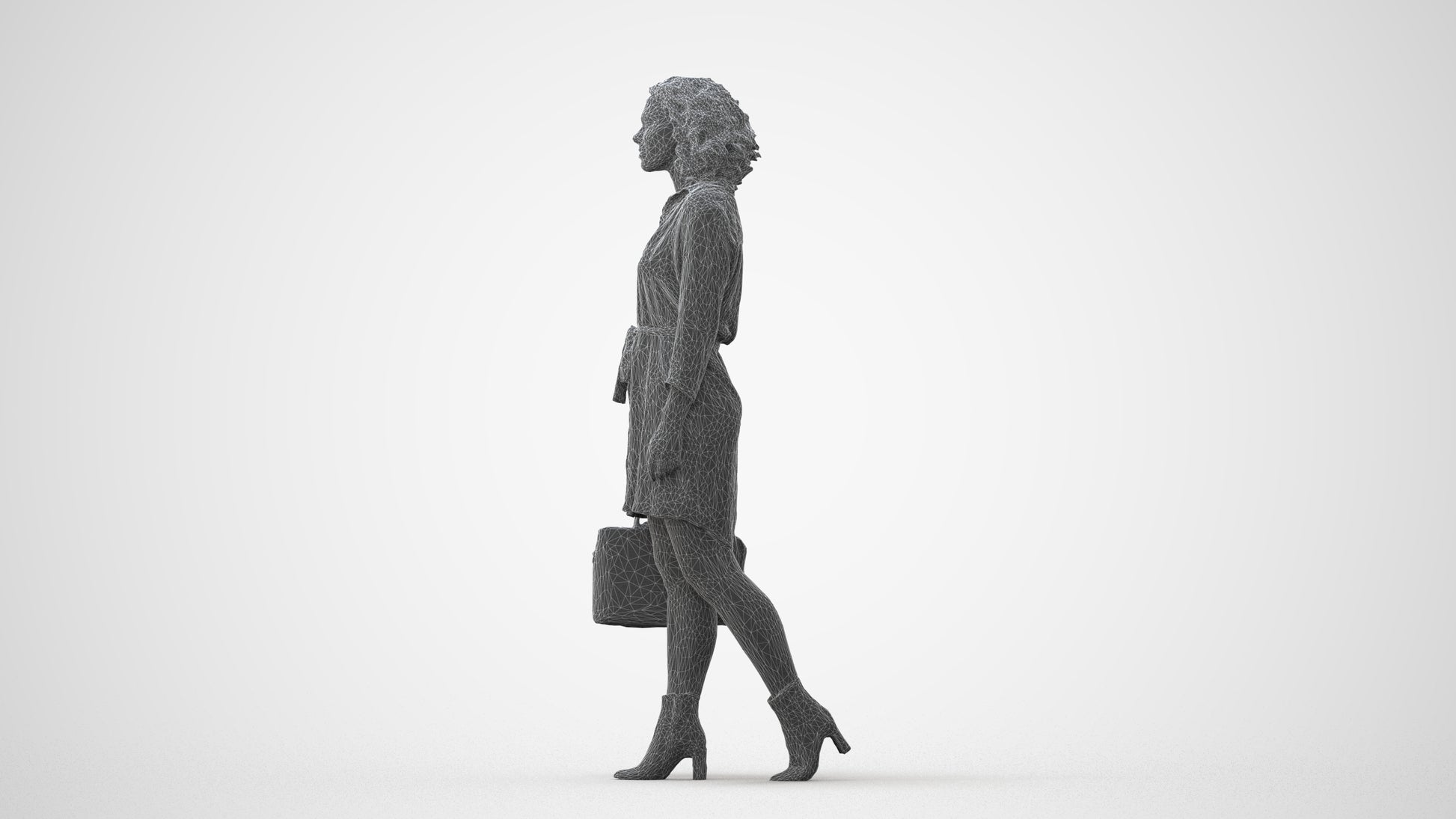 3D scanned woman walking casual, photorealistic archviz people for Enscape and SketchUp, square thumbnail