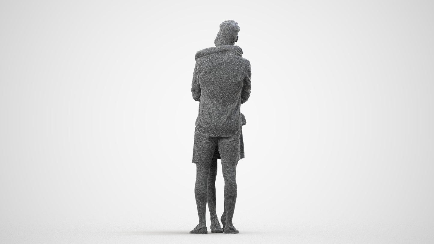 realistic 3D human woman casual business, archviz people FBX OBJ for Blender, wireframe side view