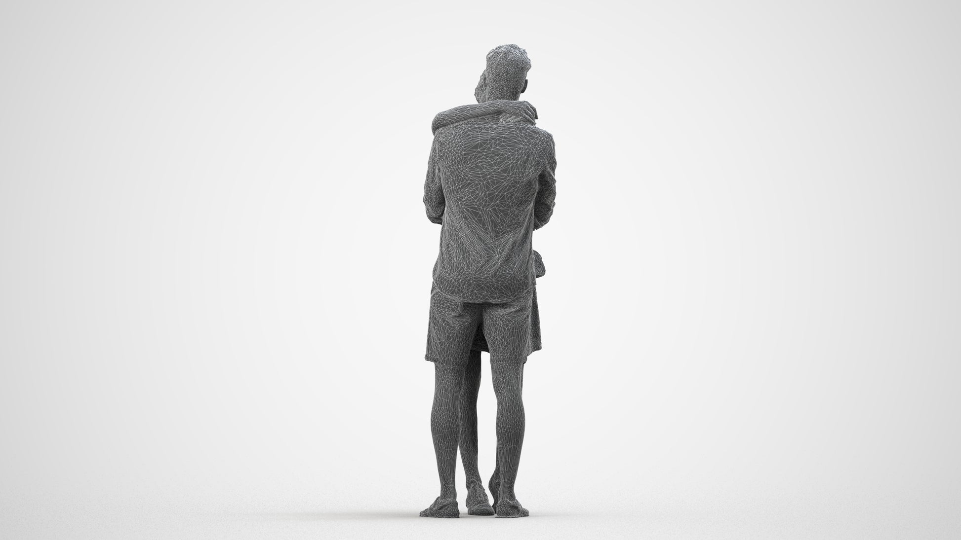 realistic 3D human woman casual business, archviz people FBX OBJ for Blender, wireframe side view