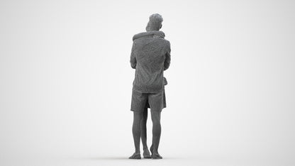 realistic 3D human woman casual business, archviz people FBX OBJ for Blender, wireframe side view