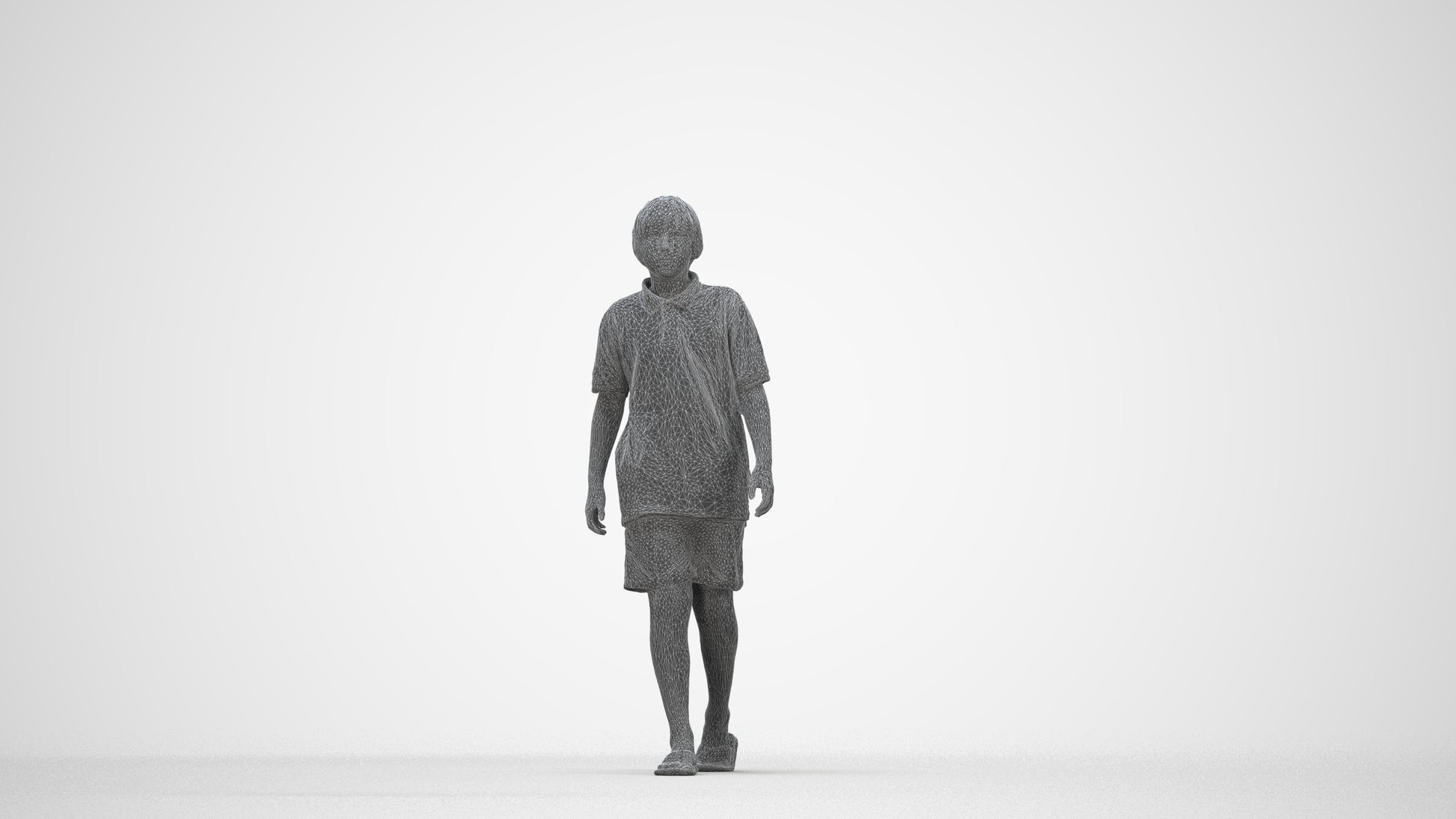 3D scanned boy kids, photorealistic archviz people for Enscape and SketchUp, wireframe back view