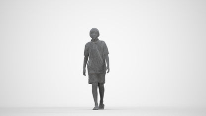 3D scanned boy kids, photorealistic archviz people for Enscape and SketchUp, wireframe back view