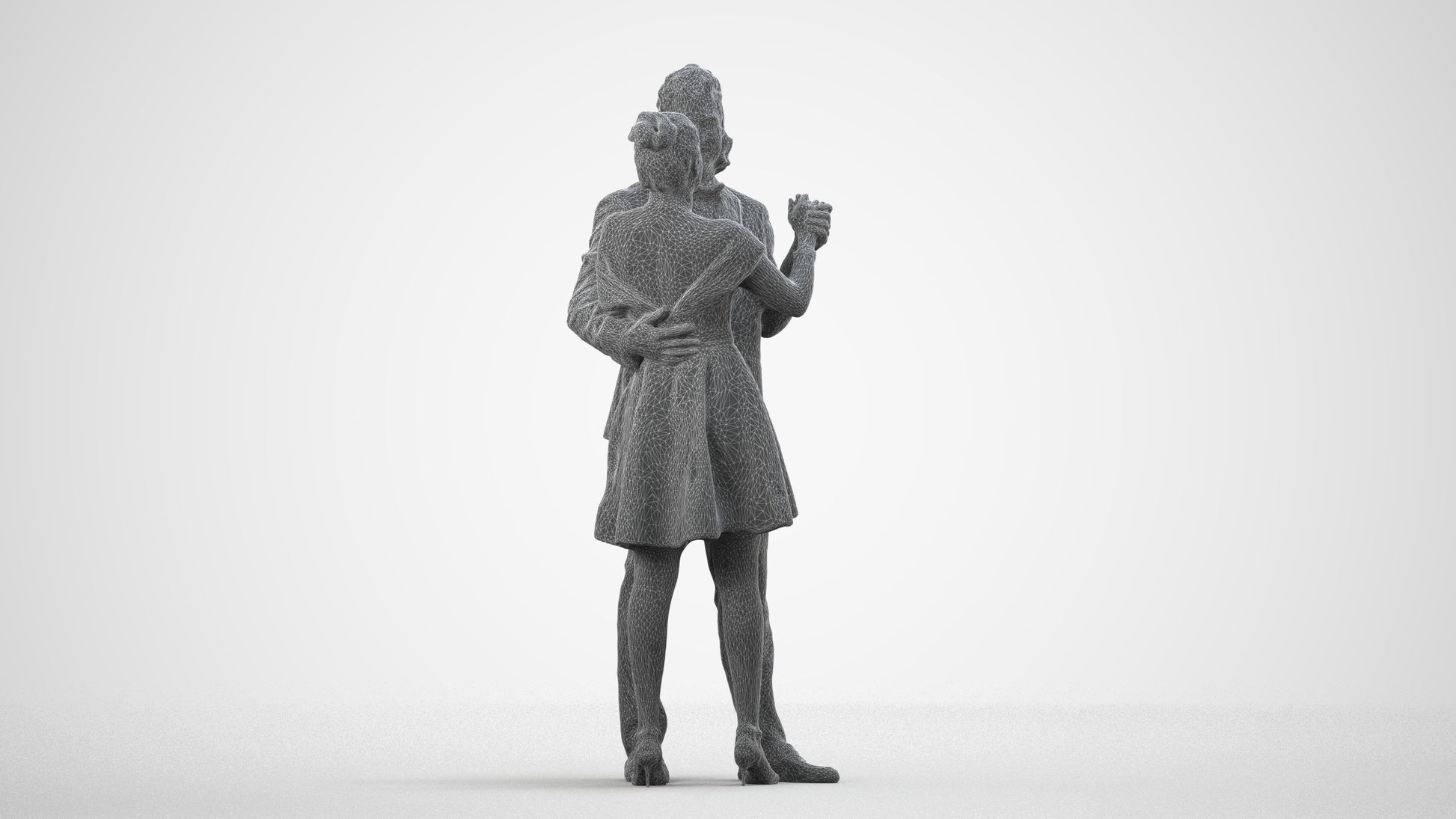 3D scanned woman dancing formal, photorealistic archviz people for Enscape and SketchUp, wireframe side view