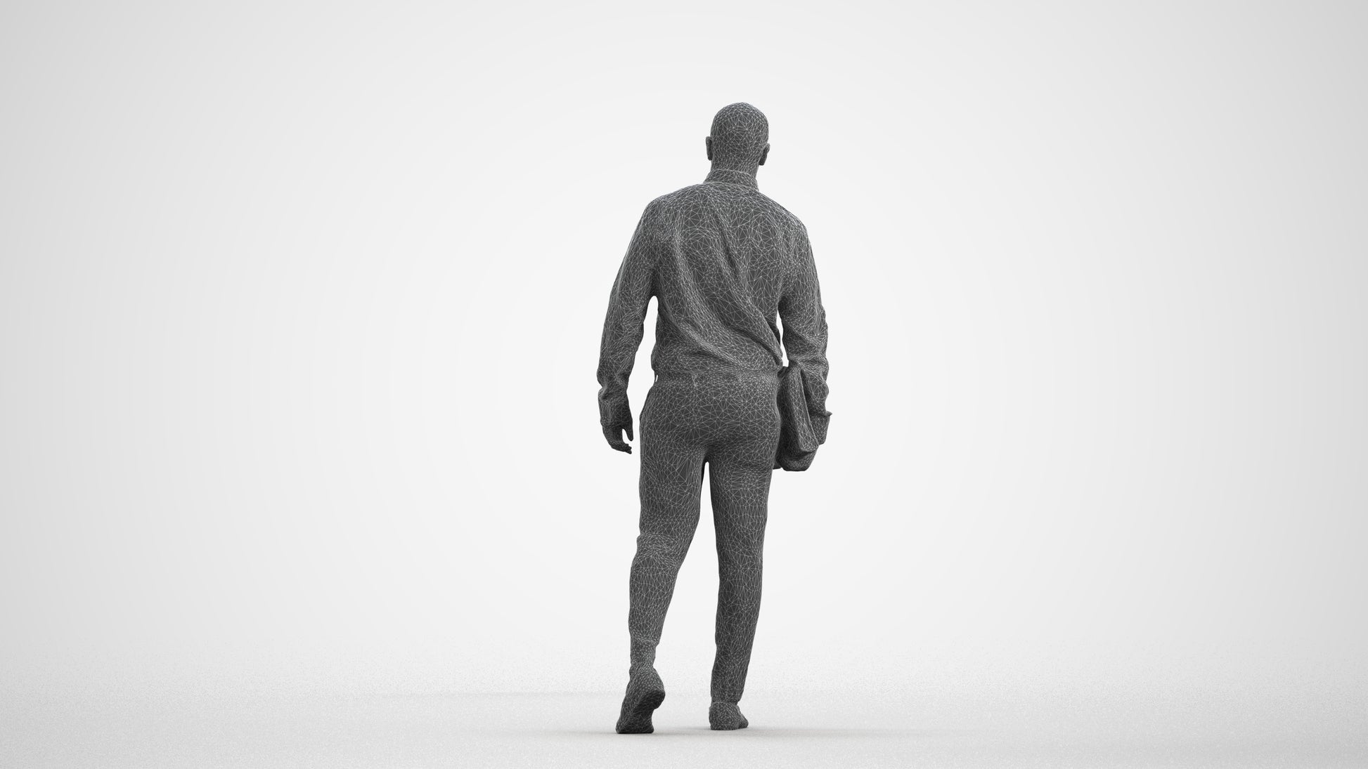 3D scanned man business, photorealistic archviz people for Enscape and SketchUp, wireframe front view