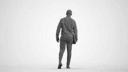 3D scanned man business, photorealistic archviz people for Enscape and SketchUp, wireframe front view