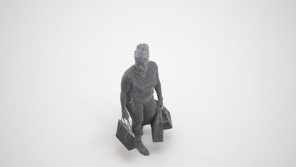 3D people model woman casual shopping, scanned human for 3ds Max rendering, wireframe three-quarter view