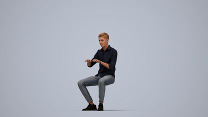 realistic 3D man casual business, scanned archviz people for Blender and 3ds Max, top-down view render