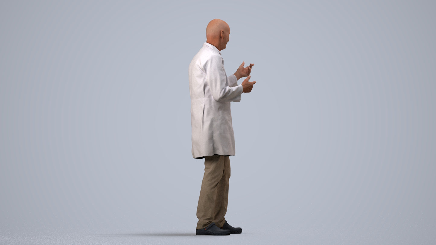 3D scanned senior man medical, photorealistic archviz people for Enscape and SketchUp, side view render