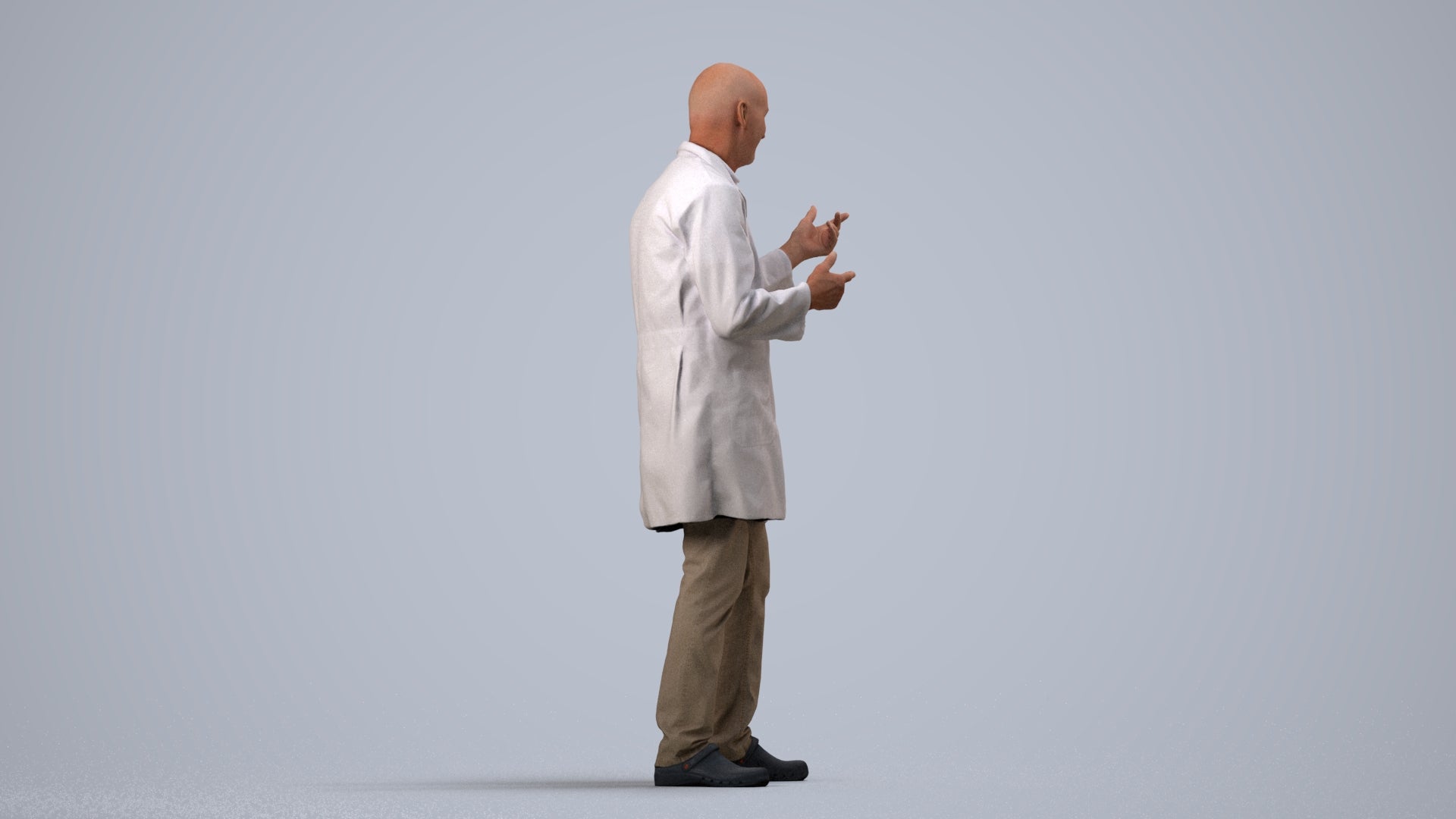3D scanned senior man medical, photorealistic archviz people for Enscape and SketchUp, side view render