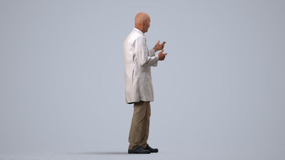 3D scanned senior man medical, photorealistic archviz people for Enscape and SketchUp, side view render