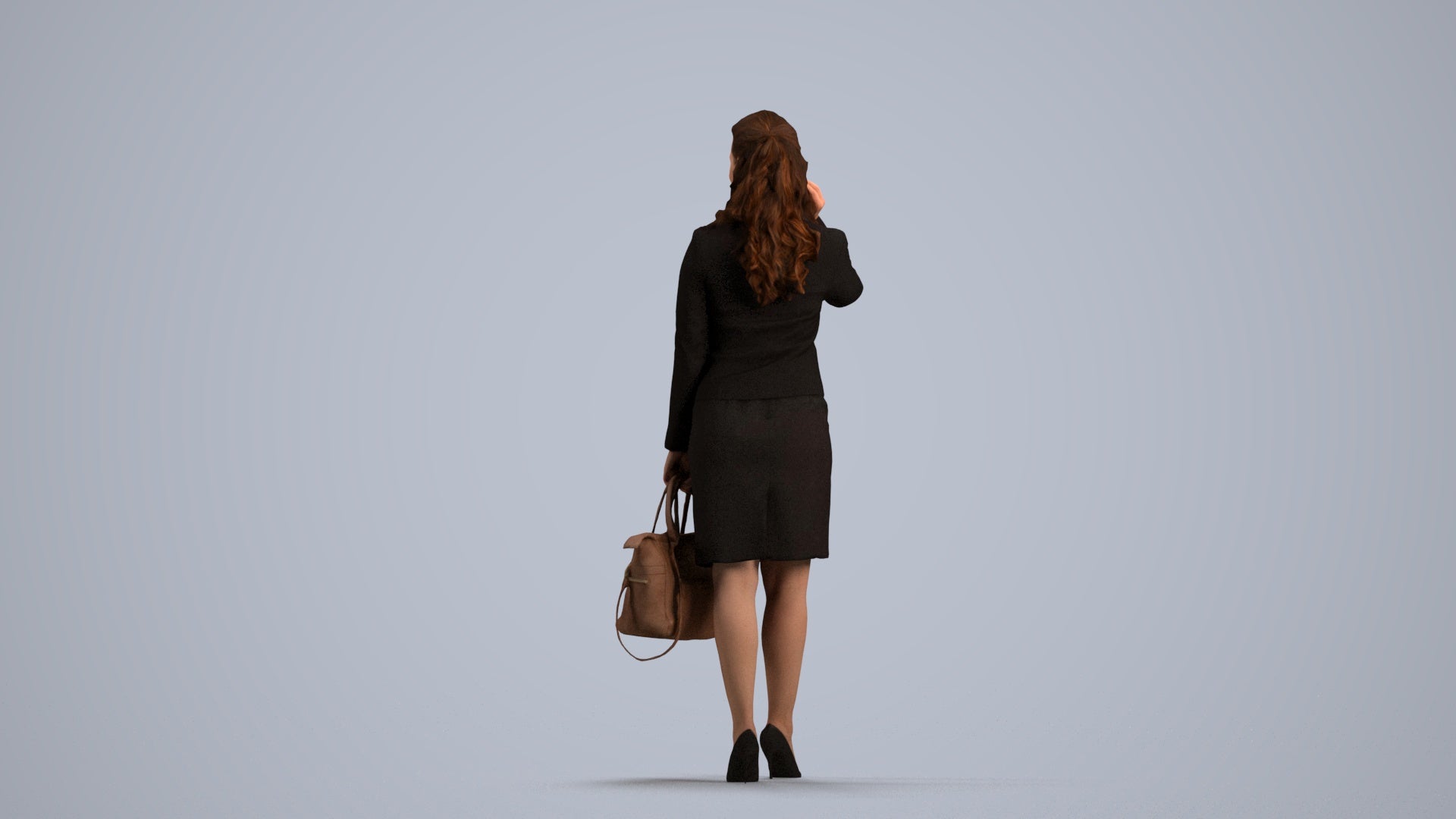 3D scanned woman standing business, photorealistic archviz people for Enscape and SketchUp, front view render