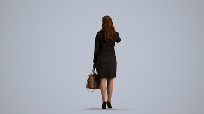 3D scanned woman standing business, photorealistic archviz people for Enscape and SketchUp, front view render