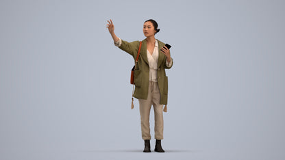 3D people model woman casual standing, scanned human for 3ds Max rendering, standing pose render