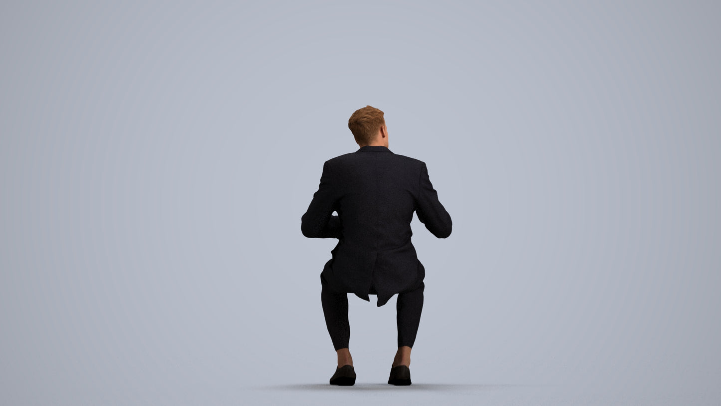 3D people model man business, scanned human for 3ds Max rendering, front view render