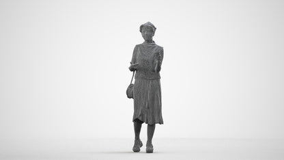 photogrammetry 3D woman casual standing, realistic human model archviz FBX, wireframe side view