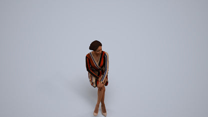 3D people model woman casual sitting, scanned human for 3ds Max rendering, back view render