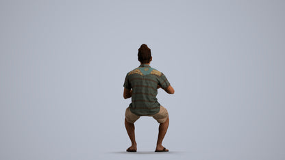 scanned 3D man casual sitting, photogrammetry people for Enscape and V-Ray, front view render
