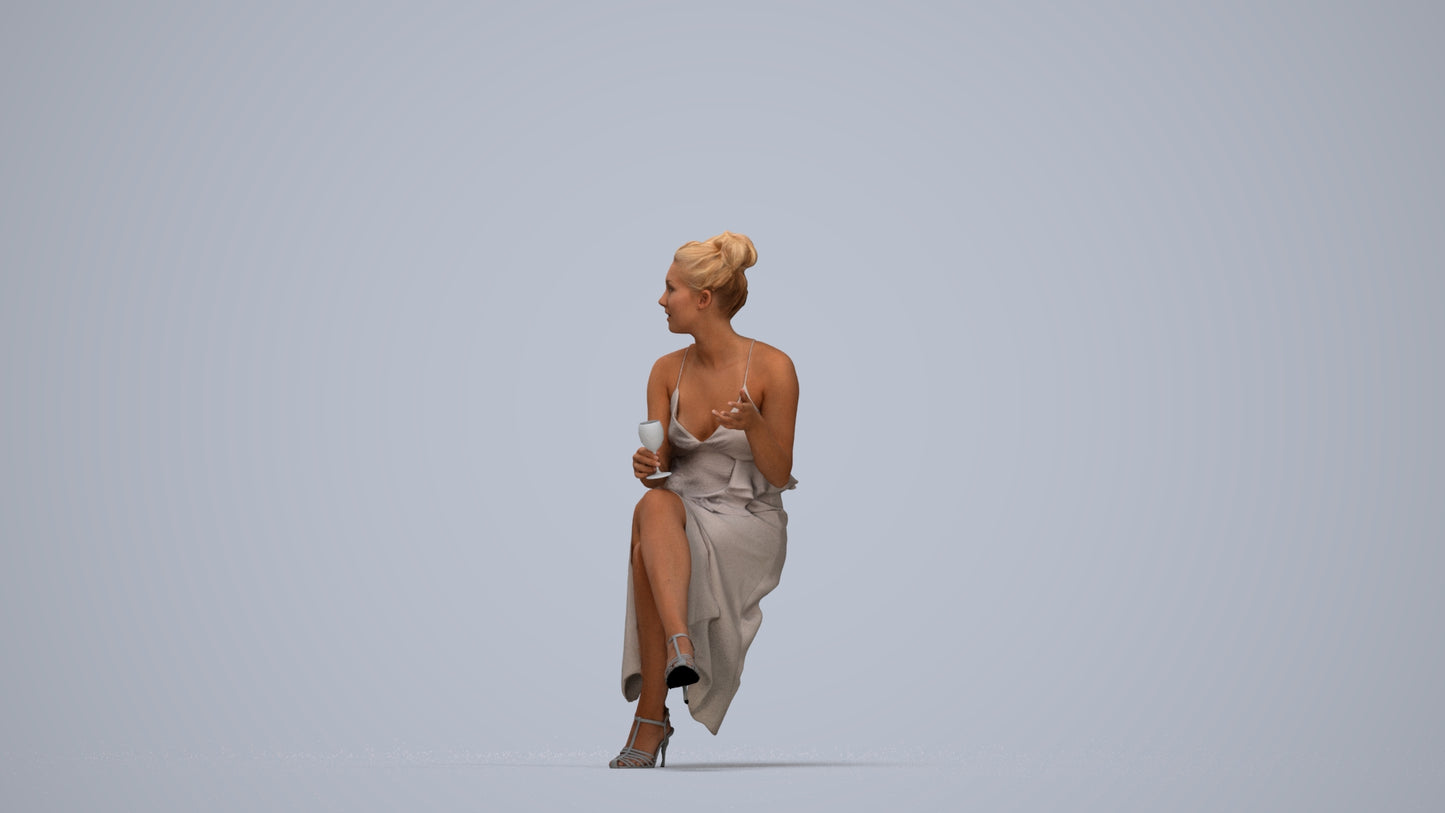 3D scanned woman formalaffairs formal, photorealistic archviz people for Enscape and SketchUp, top-down view render