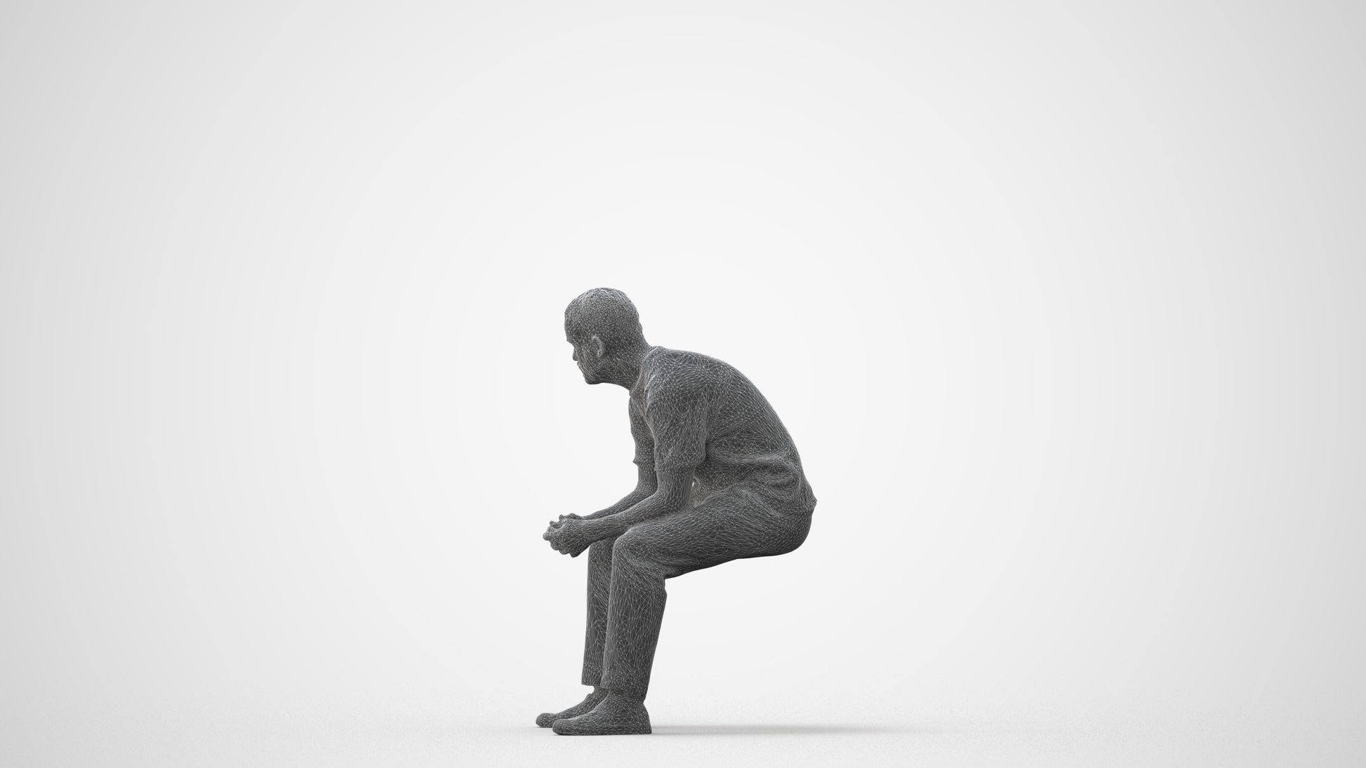 3D people model man casual sitting, scanned human for 3ds Max rendering, square thumbnail