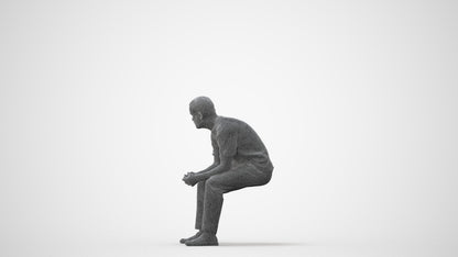 3D people model man casual sitting, scanned human for 3ds Max rendering, square thumbnail