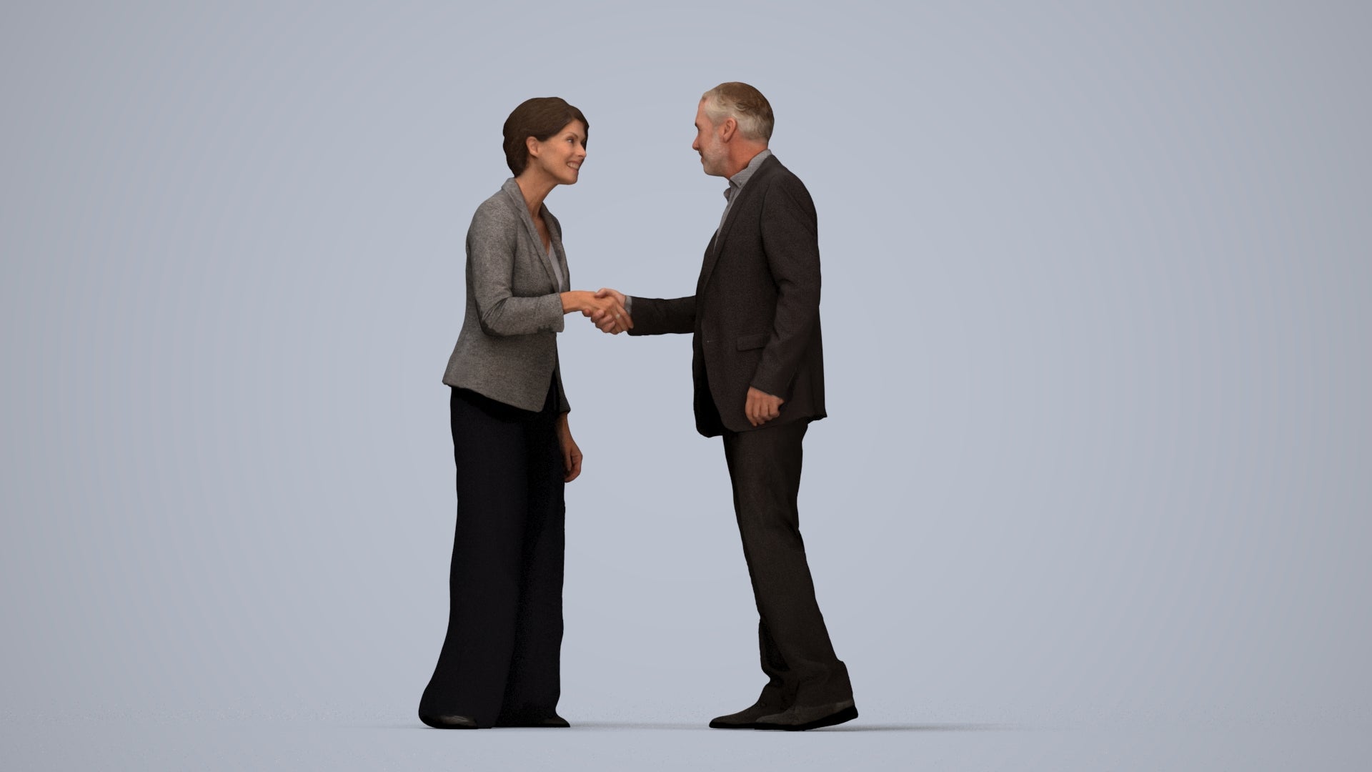 photogrammetry 3D woman business, realistic human model archviz FBX, top-down view render