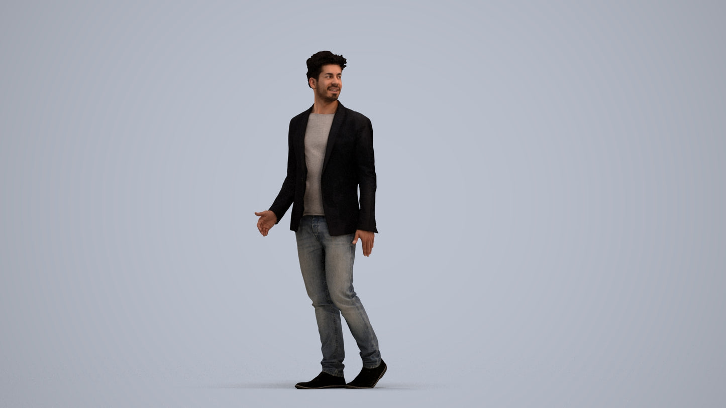 photogrammetry 3D man casual business, realistic human model archviz FBX, standing pose render