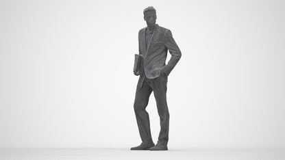 3D people model man business, scanned human for 3ds Max rendering, wireframe back view