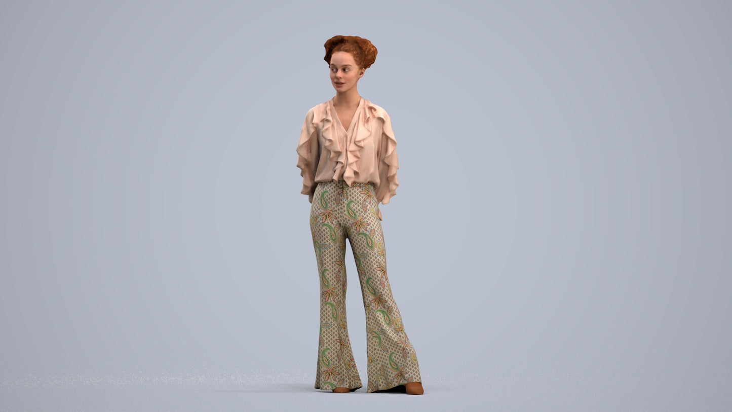 3D scanned woman standing casual, photorealistic archviz people for Enscape and SketchUp, standing pose render