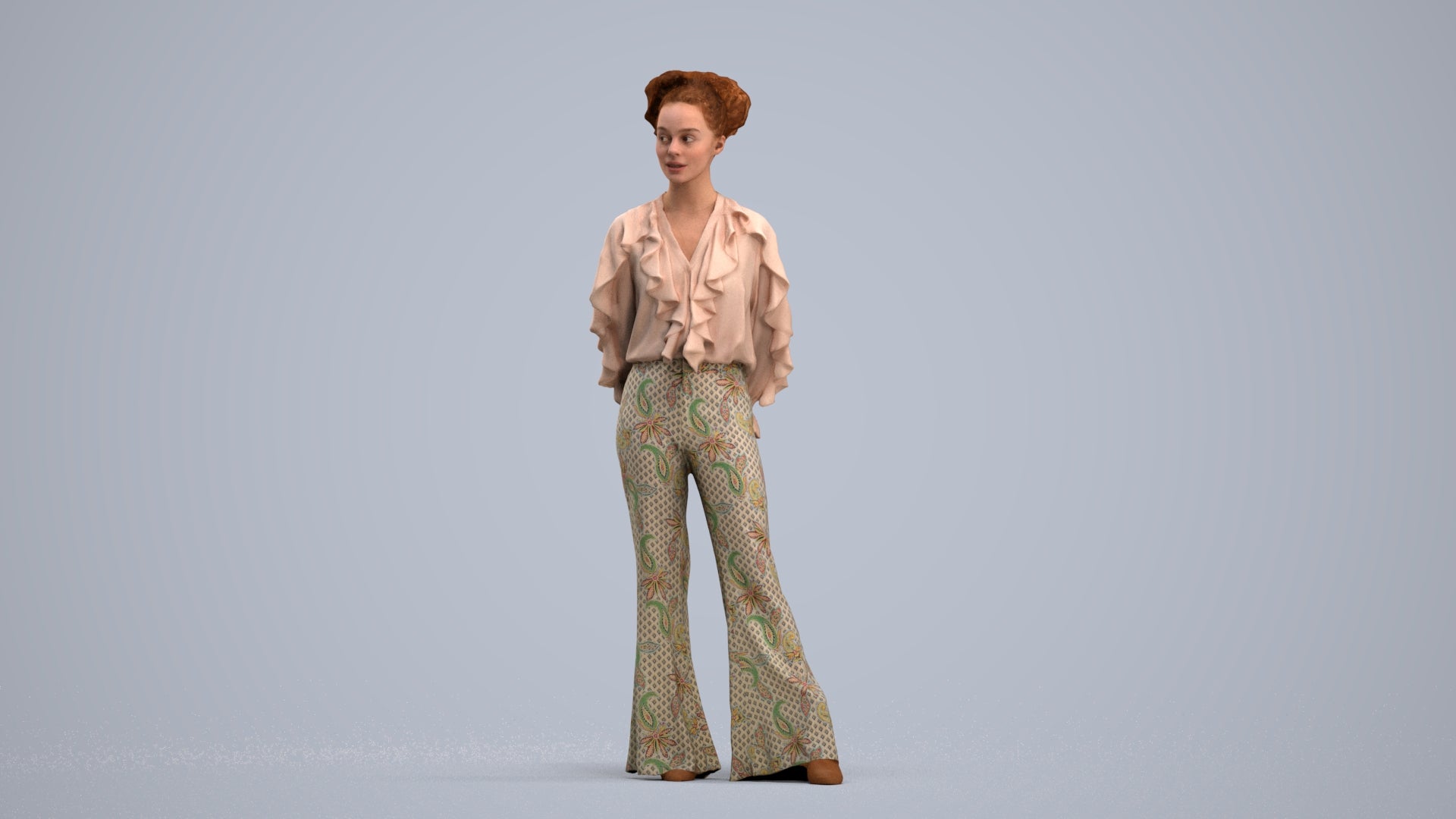 3D scanned woman standing casual, photorealistic archviz people for Enscape and SketchUp, standing pose render